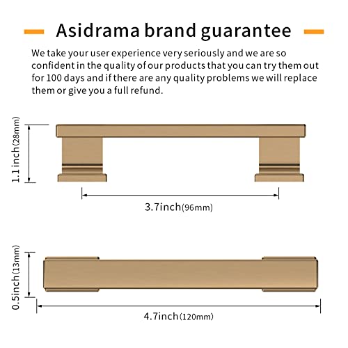 Asidrama 6 Pack 3.75 Inch(96mm) Champagne Bronze Kitchen Cabinet Handles, Brushed Brass Cabinet Pulls Gold Kitchen Cabinet Hardware for Cupboard Drawer Pulls - color: Champagne Bronze, size: 3.75" Hole Center, style: 6 Pack