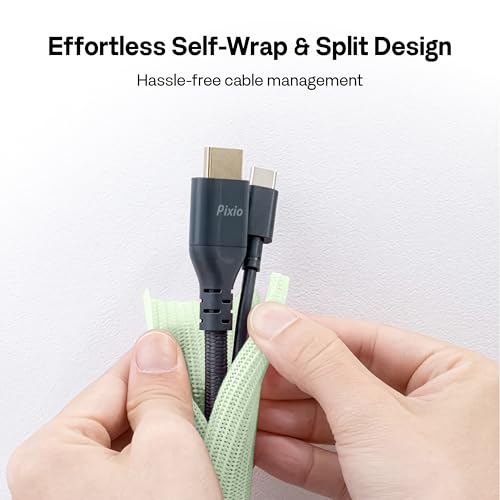 Pixio 10FT Tubing Cable Sleeve – Mint Green 1/2 inch Flexible Cable Management Sleeve for PC, Gaming, TV & Office, Wire Organizer for Desk Cable Cleanup - color: Mint Green
