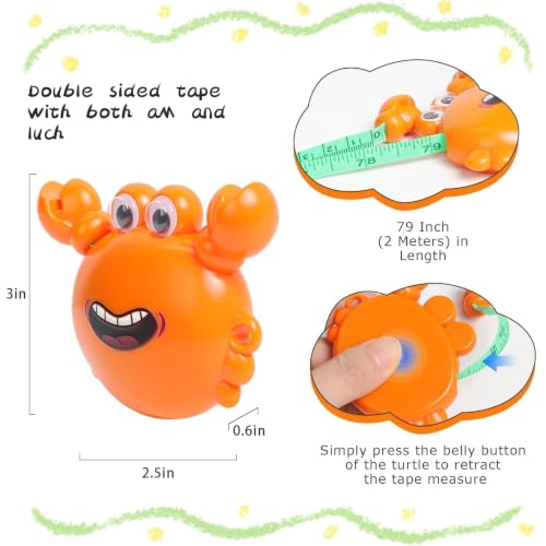 Orange Crab Fashion Measuring Tape 79", Sewing Gifts w/Keychain - color: A4-Orange Crab