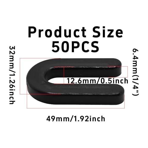 50PCS Horseshoe Tile Spacers, 1/4 Inch U-Shape Plastic Structural Shims for Tile Leveling System, Black Tile Leveling Clips for Ceramic Floor and Wall Installation - size: 1/4 Inch