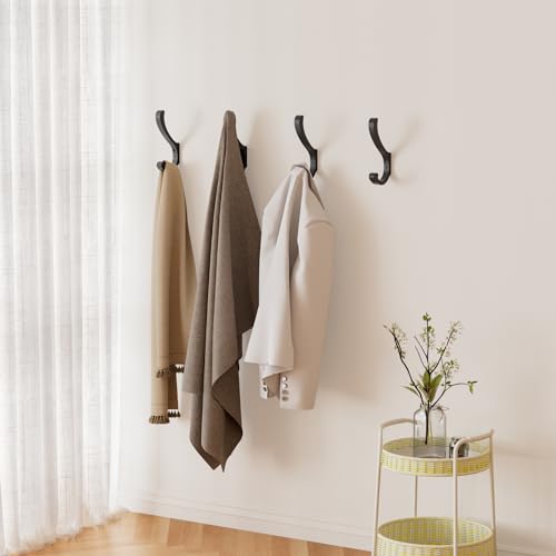 Large Coat Hooks Wall Mount,Heavy Duty Wall Hooks for Hanging, Black 4 Pack - color: Black, size: 4 Pack