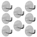 Silver Adhesive Hooks for Wall No Damage Heavy-Duty 15lb(Max) 8 Packs, Sticky Hangers for Hanging, Stainless Steel, Removable, Waterproof, Oilproof and Rustproof for Bathroom Kitchen Home - color: Silver