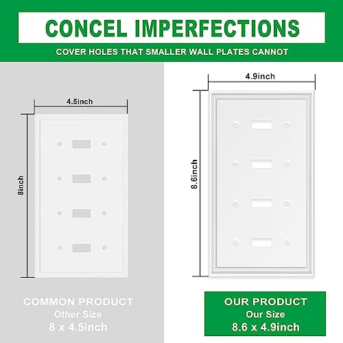 Ranweydi Decorative Wall Plate Quad Toggle Light Switch Covers Plates - size: 4 Gang Quad Toggle