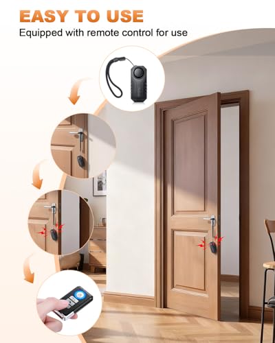 Door Handle Alarm, Door Alarms for Home Security & Anti-Theft with 113dB Vibration Triggered Portable Alarms- Perfect for Kids, Toddler, Elderly, Hotel, Travel, Bedroom
