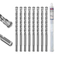 SALI SDS Plus Rotary Hammer Drill Bit Set，7/16" x 8", 10-Pack, Carbide-Tipped Masonry Bits for Concrete, Brick & Stone with Storage Case - size: 7/16"*8"