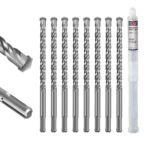SALI SDS Plus Rotary Hammer Drill Bit Set，7/16" x 8", 10-Pack, Carbide-Tipped Masonry Bits for Concrete, Brick & Stone with Storage Case - size: 7/16"*8"