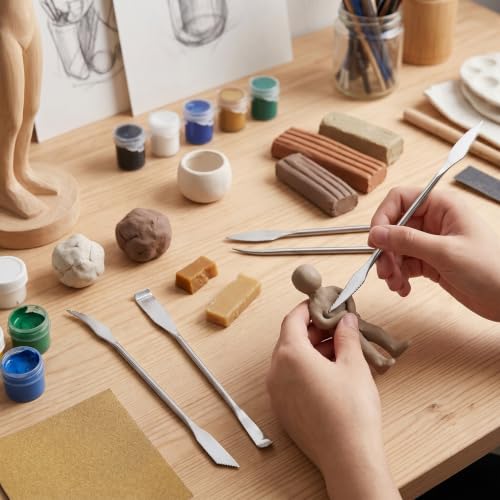 HEEPDD Stainless Steel Clay Sculpting Tools, 5 Piece Double Ended Set