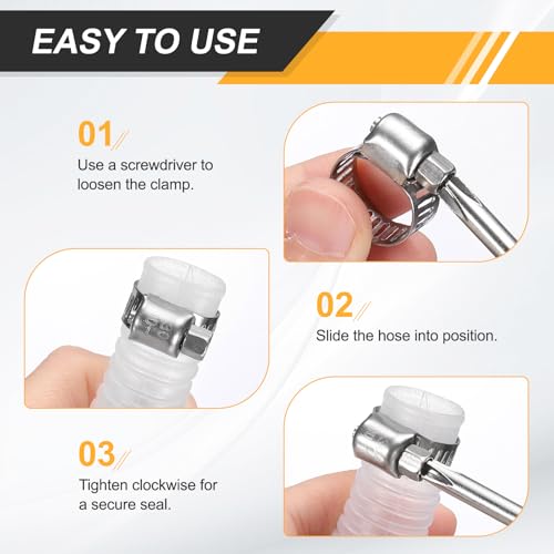 Generic 12 Pcs Hose Clamp 2-5/16"-3-1/4" (59-82mm) 304 Stainless Steel Adjustable Worm Gear Hose Clamp with Phillips Screw Assortment Kit for Fuel Line Pipe Plumbing Automotive Tube