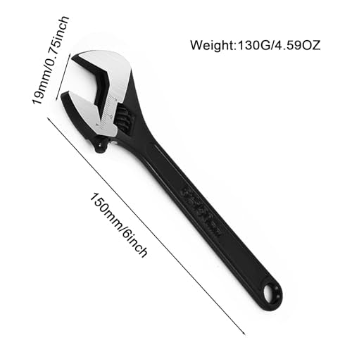 Adjustable Wrench 6 Inch Heavy Duty Wide Jaw Opening Wrench for Automotive Plumbing Household Garage Repairs - size: 6inch
