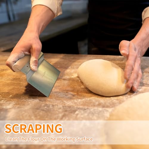 ALLTOP Dough Bench Scraper/Cutter/Chopper, 1 Pack - color: Wooden