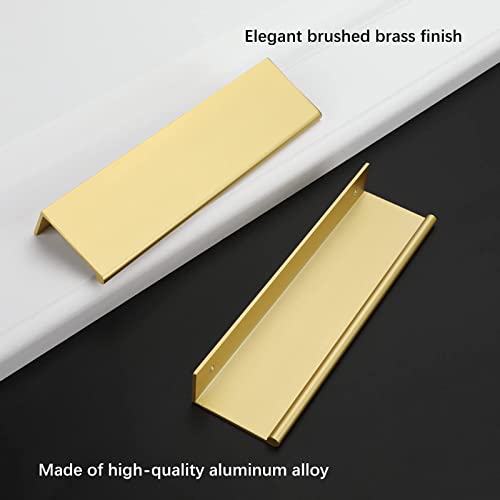 Rergy 10 Pack 5" Cabinet Pulls Brushed Brass Finger Pulls for Cabinets - color: Matte Gold, size: Hole Center: 5in(128mm)