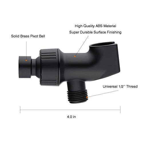 Universal Black Shower Head Holder, Adjustable Arm Mount Bracket with Brass Swivel Ball - Matte Black - color: Matte Black