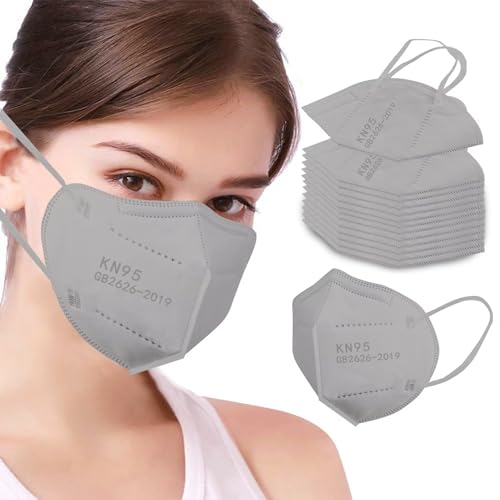 100PCS KN95 Grey Face Masks,5-Ply Breathable Cup Dust Masks for Adult - color: Grey-100pcs