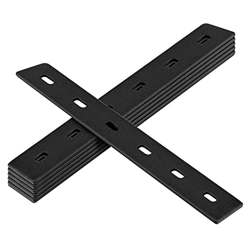 6 Pack Black Flat Mending Plates,14" L x 1-1/2" W,Slots for 3/8" Bolts