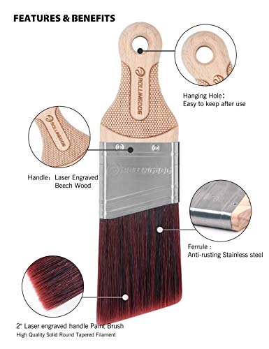 ROLLINGDOG 2 Inch Short Handle Trim Brush - color: Wooden Handle(pack of 1)