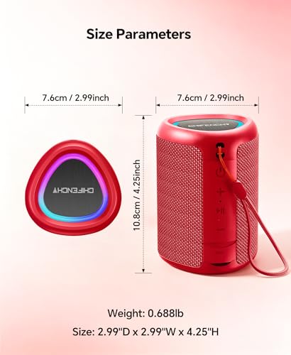 Portable Bluetooth Speaker Beach Essentials: IPX5 Waterproof for Outdoor - color: Red