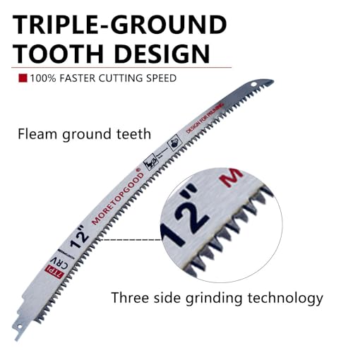 12 Inch Arc Edge Reciprocating Saw Blade for Wood Pruning, 7TPI Japanese Teeth Sawzall Blades for Tree Trimming (3 Pack) - size: 12 Inch