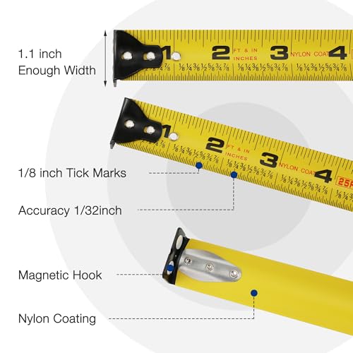 WORKPRO 16FT Tape Measure, 2 Pcs Heavy Duty Retractable Tape Measurement - color: Blue, size: 16FT