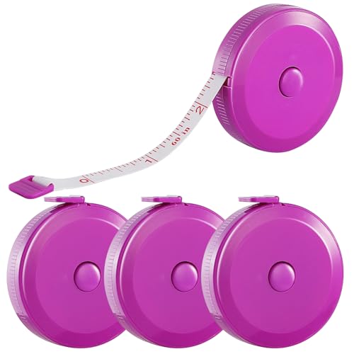 4 Pack Soft Retractable Measuring Tape,60-Inch 150cm,Purple Double Scale Tape Measure for Body Measuring Sewing Tailor Cloth Knitting Home Craft Measurements - color: 4 Pack (purple)