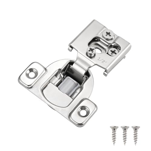 Probrico 10 Pack 5 Pair 1/2 inch Overlay Soft Close Cabinet Hinges Hidden Door Hinge for Kitchen Cabinet Hinges Concealed Self Closing Face Frame for Cupboard, Wardrobe, 105 Degree Opening Angel - size: 1/2 Inch