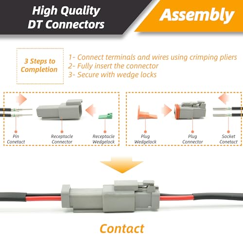 205 PCS Deutsch Connector Kit, DT 2 3 4 6 8 12 Pin Connectors, IP67 Waterproof Electrical Connectors Plug with 70 Pairs Size 16 Solid Contacts for Car Truck Boat, 205 PCS(Solid Contacts) - size: DT Series 205 PCS