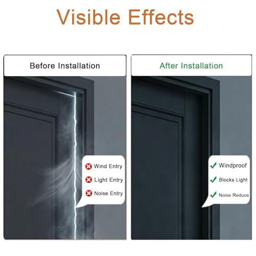 Rip-to-Fit Weather Stripping – 20 Feet, 5-Layer Adjustable Self-Adhesive Weather Seal Strips Fits Big Gaps(0.04-0.59 Inch), for Door Frame Door Insulation Strip Waterproof, Black - color: Black