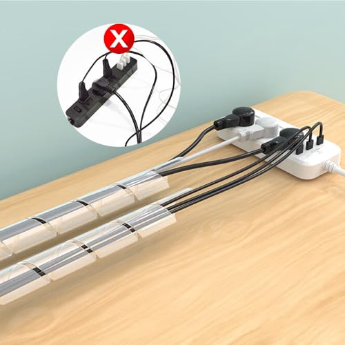45Ft Spiral Cable Wrap - White Cord Covers Bundle Sleeve Hose for PC TV Computer Electrical Wire Organizer, Cord Cover and Detangler - size: White-1/4 inch-45 ft