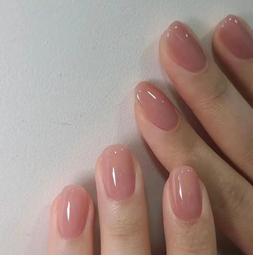 CurvLife Extra Short Oval Press On Nails, Nude Peach Pink, Soft Gel - color: A1 -honey peach
