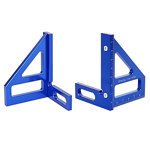 Imperial 3D Multi-Angle Measuring Ruler,45/90 Degree Aluminum Alloy Woodworking Square Protractor, Miter Triangle Ruler High Precision Layout Measuring Tool for Engineer Carpenter,003B - color: Blue(Imperial)