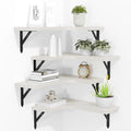 ROMGUAR CRAFT Corner Floating Shelves Wall Mounted Set of 4, White - color: White