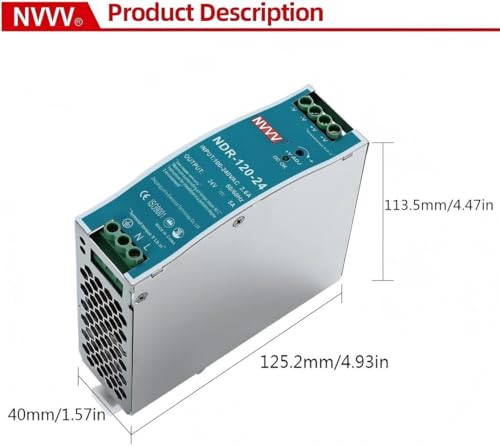 24Vdc 5Amp DIN-Rail Power Supply NDR 120W, Input:100-240VAC,Output:24VDC,Power Supply Switch Switching Converter DC - size: 24V 5A 120W