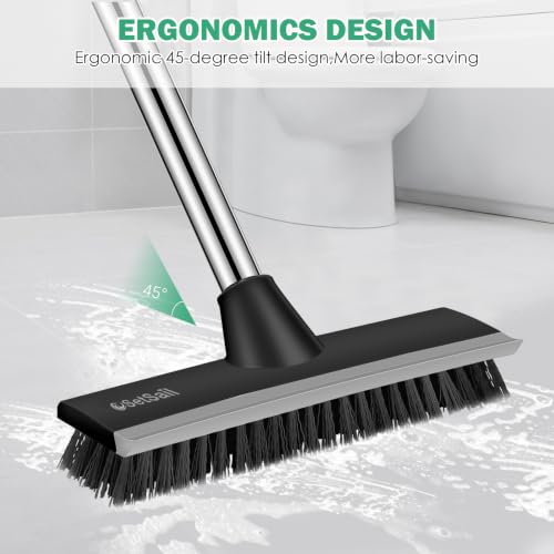 SetSail Floor Scrub Brush, 51-Inch Adjustable Long Handle Brush, Black Grey - color: Black Grey, size: 10in