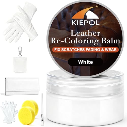 White Leather Repair Kit, Recoloring Balm, Leather Dye | Restore Scratches, Faded & Aged Leather & Vinyl Couches, Boots, Car Seats & Furniture - color: White