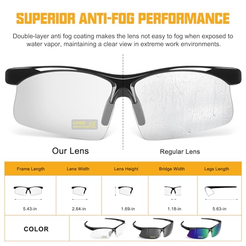 OXG 6 Pack Anti-Fog Safety Glasses, ANSI Z87+ Impact & Scratch Resistant Protective Eyewear for Work, Lab, Construction - color: Clear With Straps