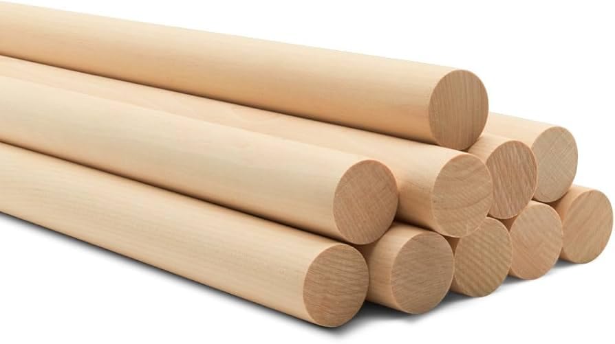ALBO 1" x 24" Wooden Dowel Rods Set - 10 Pack Birch Natural Thin Hardwood Craft Rods Small Crafts Toys Doll Furniture Professional Smooth Bulk Material Handicrafts Miniatures DIY New - size: 1" x 24" 10 Pcs
