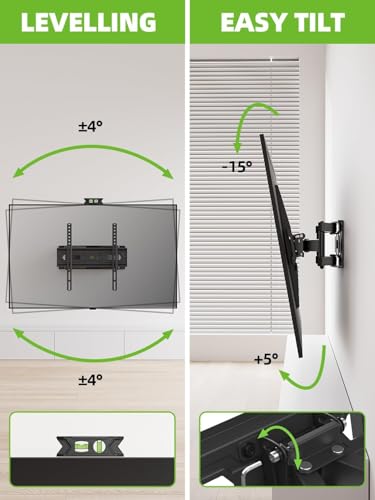 USX MOUNT TV Wall Mount for 32-74 inch Flat Screen/LED/4K up to 110lbs, Full Motion TV Mount Bracket with Swivel & Tilt Articulating Dual Arms, Max VESA 400x400mm, Fits 12/16" Wood Studs (Pack of 2) - size: 32-74inch (Pack of 2)