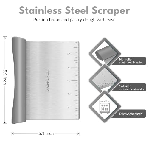 Multi-Purpose Stainless Steel Bench Scraper Dough Blender & Pastry Cutter - color: Gray