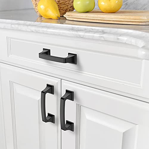 Amerdeco 10 Pack Matte Black 3 Inch(76mm) Hole Centers Kitchen Cabinet Pulls Cabinet Hardware Kitchen Handles for Cabinets Cupboard Handles Drawer Pulls AM0002 - color: Matte Black, size: 3"/76mm Hole Center