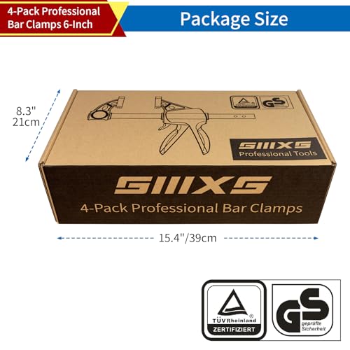 4-Pack 6" Bar Clamps for Woodworking Set with GS Certificate - size: 6''