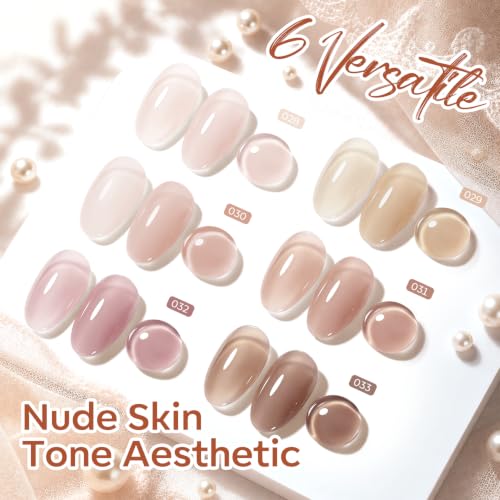 modelones Skin Tone Rubber Base Gel Polish Set 6 Color Builder Nail Gel - color: Natural Nude Base
