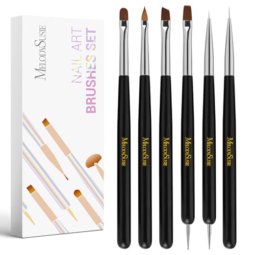 MelodySusie Nail Art Brushes Set,6pcs Professional Pen - color: Black, size: 6