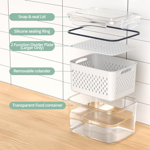 Anysig 8 Pack Fridge Fruit Storage Containers with Removable Colander