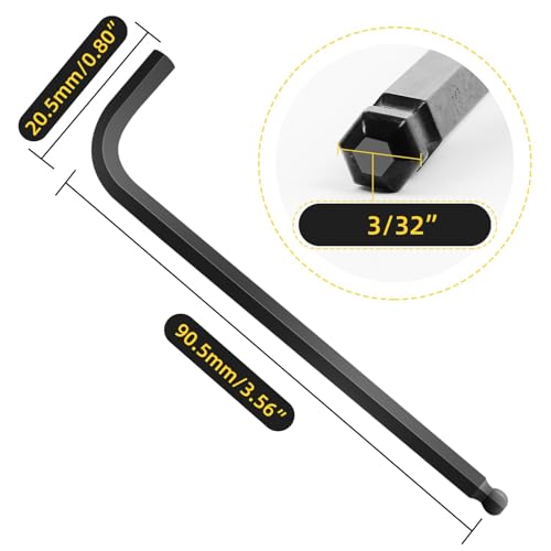 3/32" Allen Wrench Set with Ball End Hex Key 6PCS Metric Size - size: 2.38 mm, style: Long