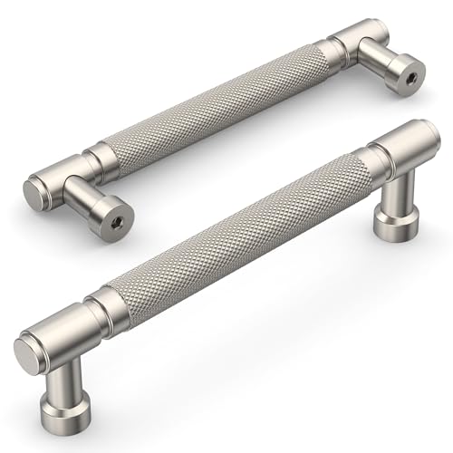Amerdeco 10 Pack Brushed Satin Nickel knurled Cabinet Pulls 6.3" | Drawer Pulls Cabinet Hardware Kitchen Cabinet Handles for Bathroom ZH0072 - color: Brushed Satin Nickel, size: 6.3" hole center