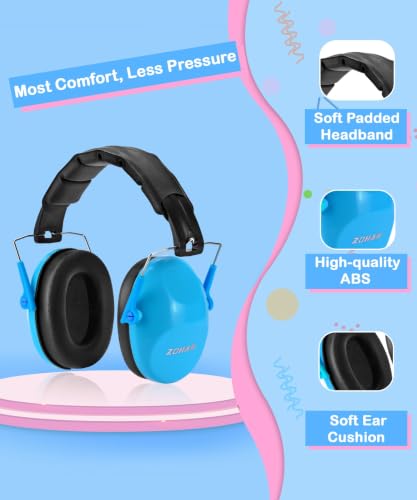 ZOHAN 032 Kids Noise Cancelling Headphones - 25dB NRR Kids Ear Protection, Hearing Protection Safety Ear Muffs for School Monster Truck Fireworks Traveling Studying Concerts Autism - Blue - color: 1pack - Blue