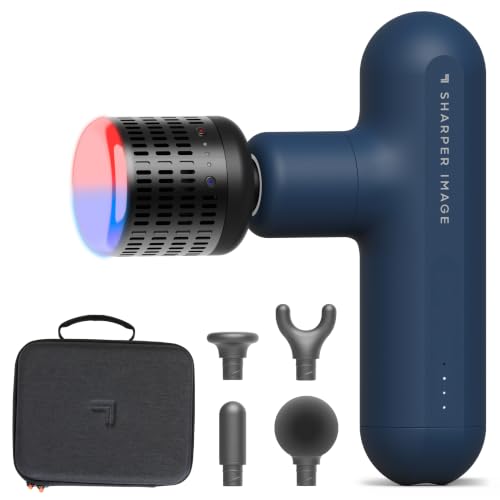 Sharper Image Powerboost Move Heat & Cold Mini Percussion Massage Gun - color: Navy - Hot + Cold