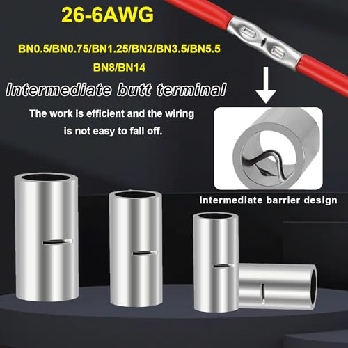 smseace 16pcs 4 AWG Non Insulated Butt Connectors Kit with Heat shrinkable Tube for Wiring 4 Gauge Pure Copper Butt Splice Connectors for Automotive, Marine and Industrial Applications - size: 4AWG