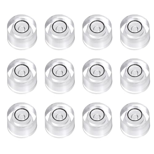 HARFINGTON 12pcs Circular Bubble Spirit Level 8x5.5mm Mini Round Bubble Spirit Level Little Measuring Layout Tools for TV Industrial Carpentry Picture Frame, White/Black - color: White/Black, size: 8x5.5mm