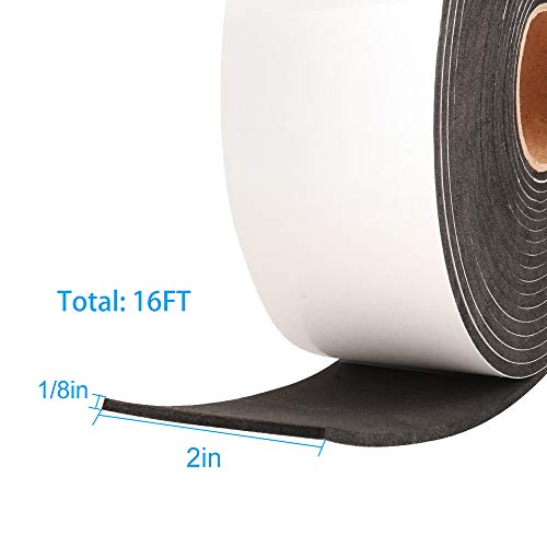 High Density Foam Tape,2 Inch Wide x 1/8 Inch Thick Door Insulation Tape,Adhesive Weather Stripping for Doors Window,Foam Seal Proofing Tape,16 Feet Long - size: 2"W x 1/8"T x 16FT