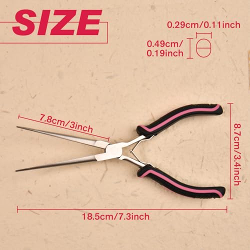 7.3 Inches Thin Extra Long Needle Nose Pliers with Serrated Jaw Long Nose Plier for Jewelry Making, Fishing, Wire Wrapping, Crafts, Electronic Repair, Jewelry Pliers with Curved Handle - style: Needle Nose Plier with Curved Handle